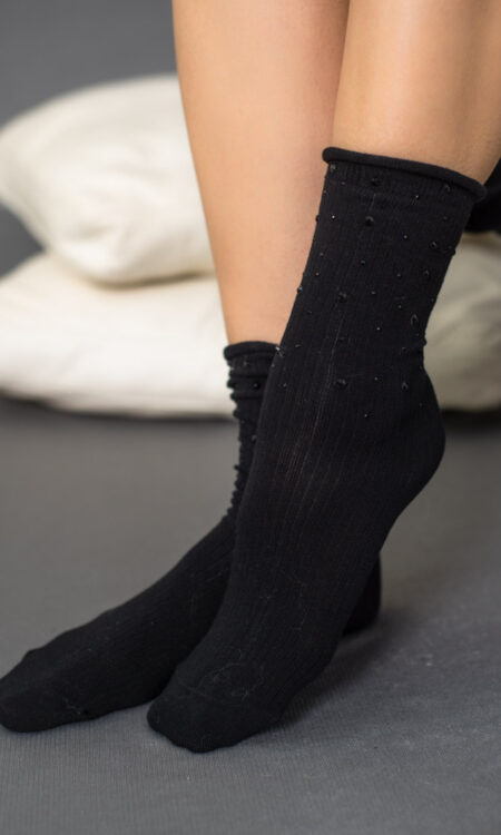 Κάλτσες μαύρες με μαύρα στρας